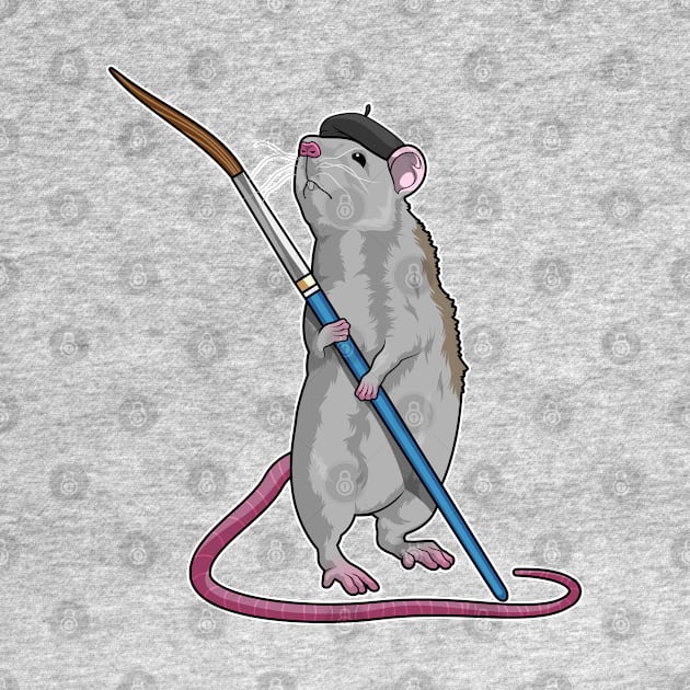 Rat as Painter with Paint brush by Markus Schnabel